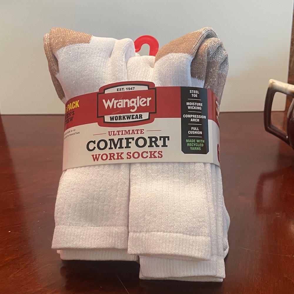Wrangler Men's White and Brown Athletic Socks